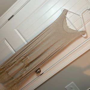 Easel Tunic, Taupe with lace edging, Size L